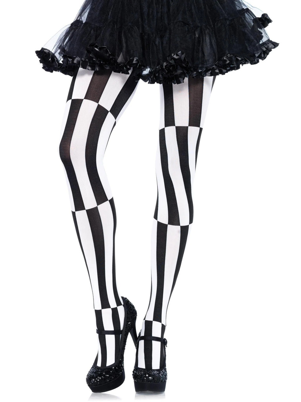 Leg Avenue - Kala Striped Optical Illusion Tights - BLACK/WHITE